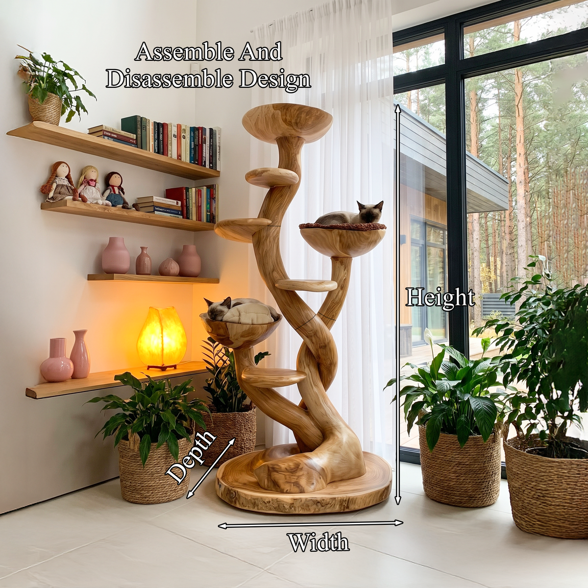 Organic Sculptural Cat Tree With Multi Level Platforms For Indoor Cats