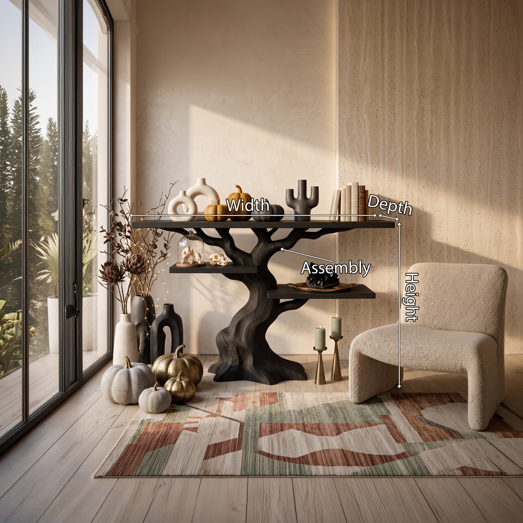 Organic Twisted Tree Sofa Table For Witchy Halloween Interior