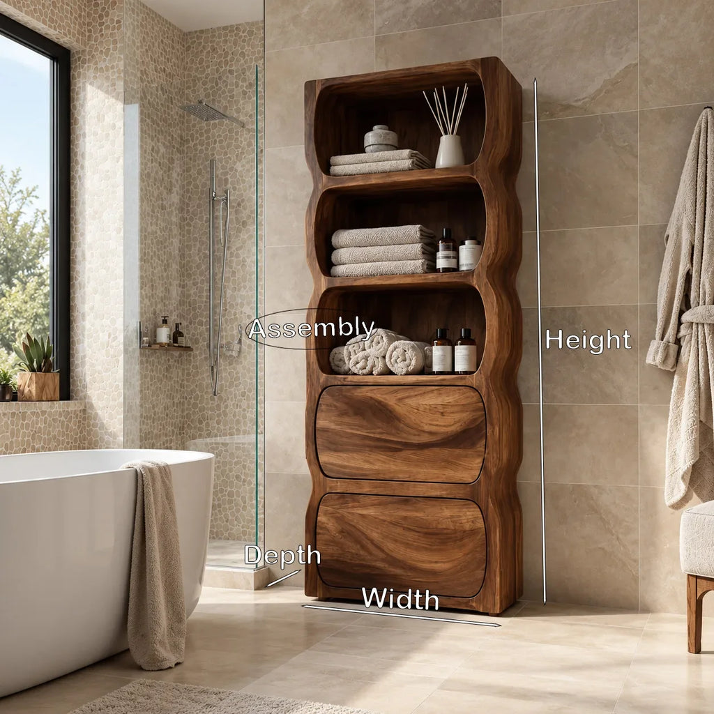 Sculptural Wavy Bathroom Cabinet With Storage Drawers For Bathroom
