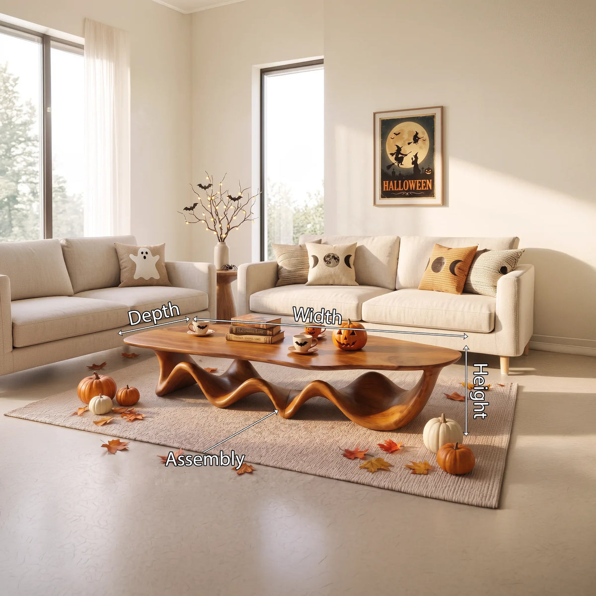 Organic Vintage Halloween Coffee Table For Living Room