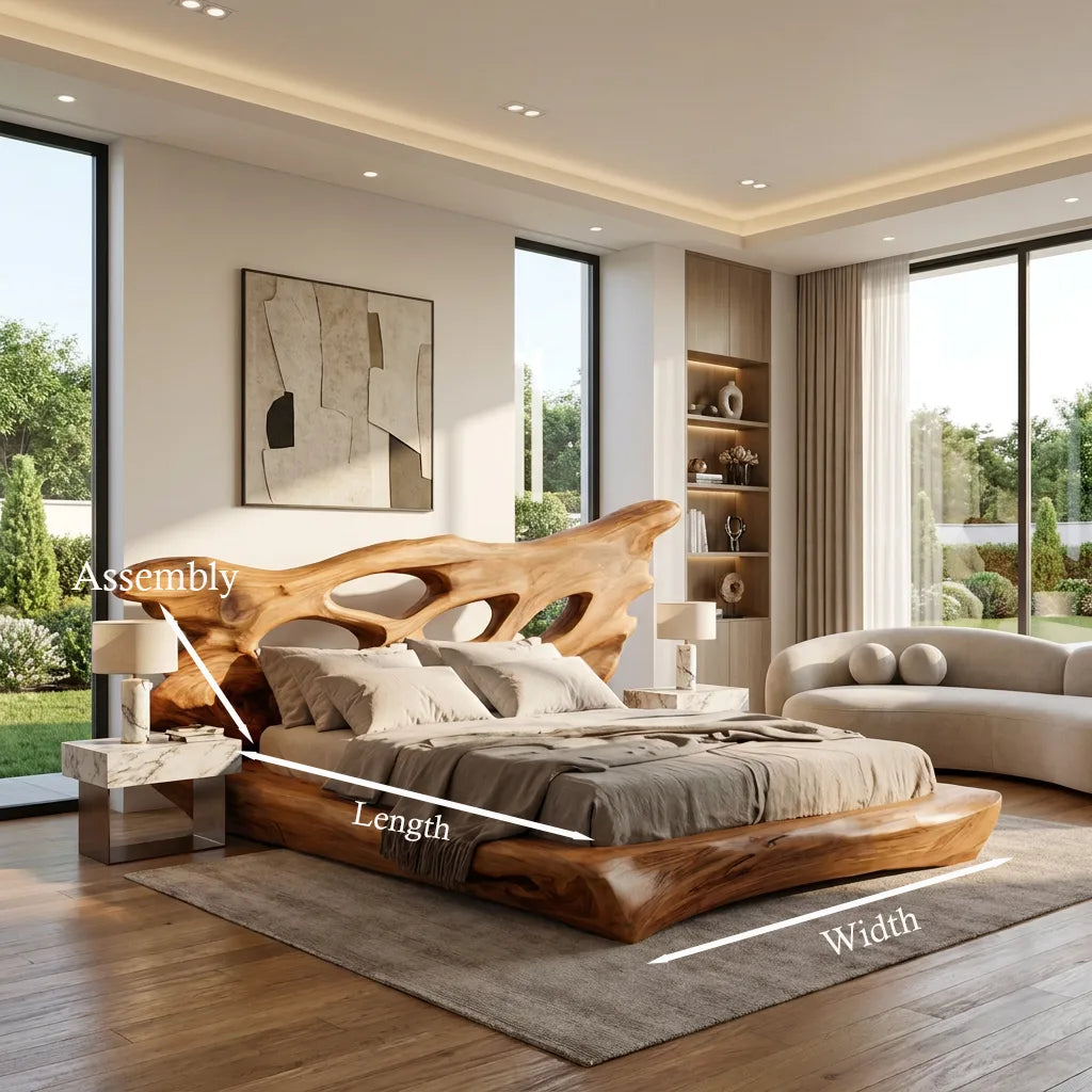 Modern Bed Frame Cutout Headboard For Luxury Master Bedroom