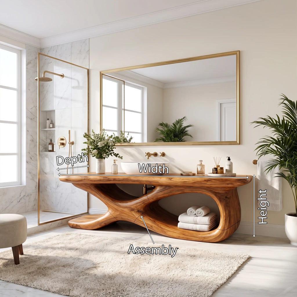 Luxurious Bathroom Vanity Bathroom Vanity With Sink Freestanding Bathroom Vanity Live Edge Style Top For Spa Bathroom
