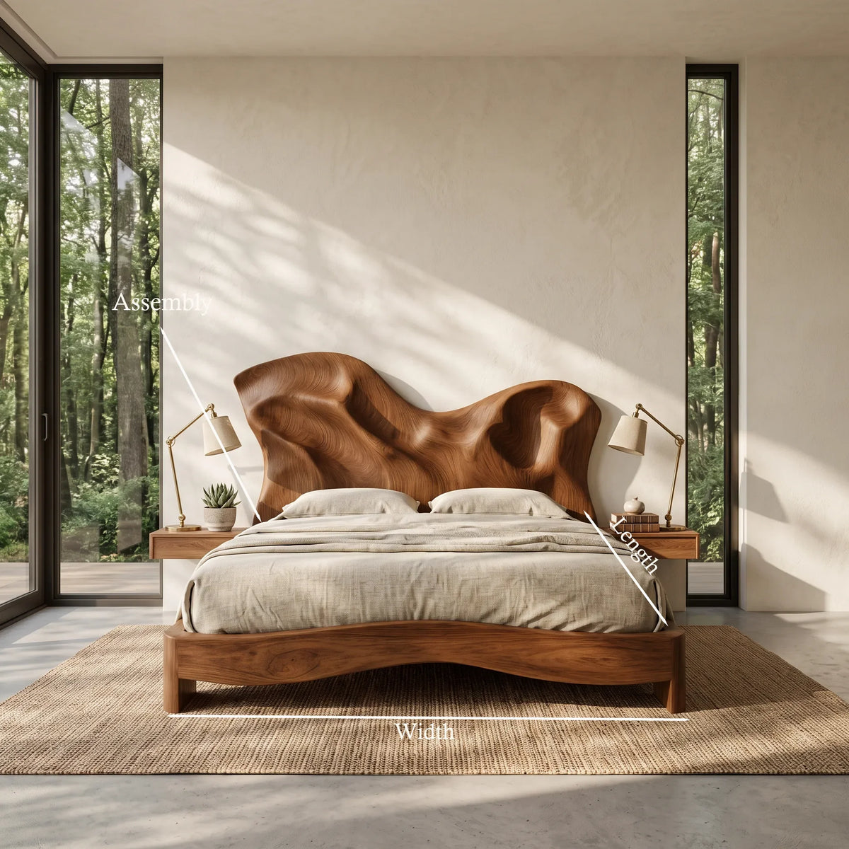 Modern Bed Frame Relief Carved Headboard For Luxury Master Bedroom