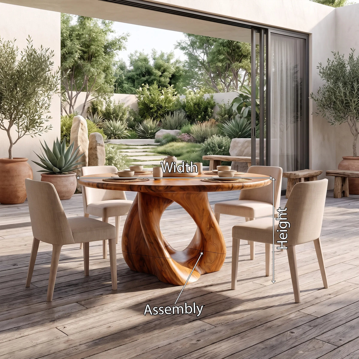 Serene Round Dining Table Modern Dining Room Table For Patio Dining Area