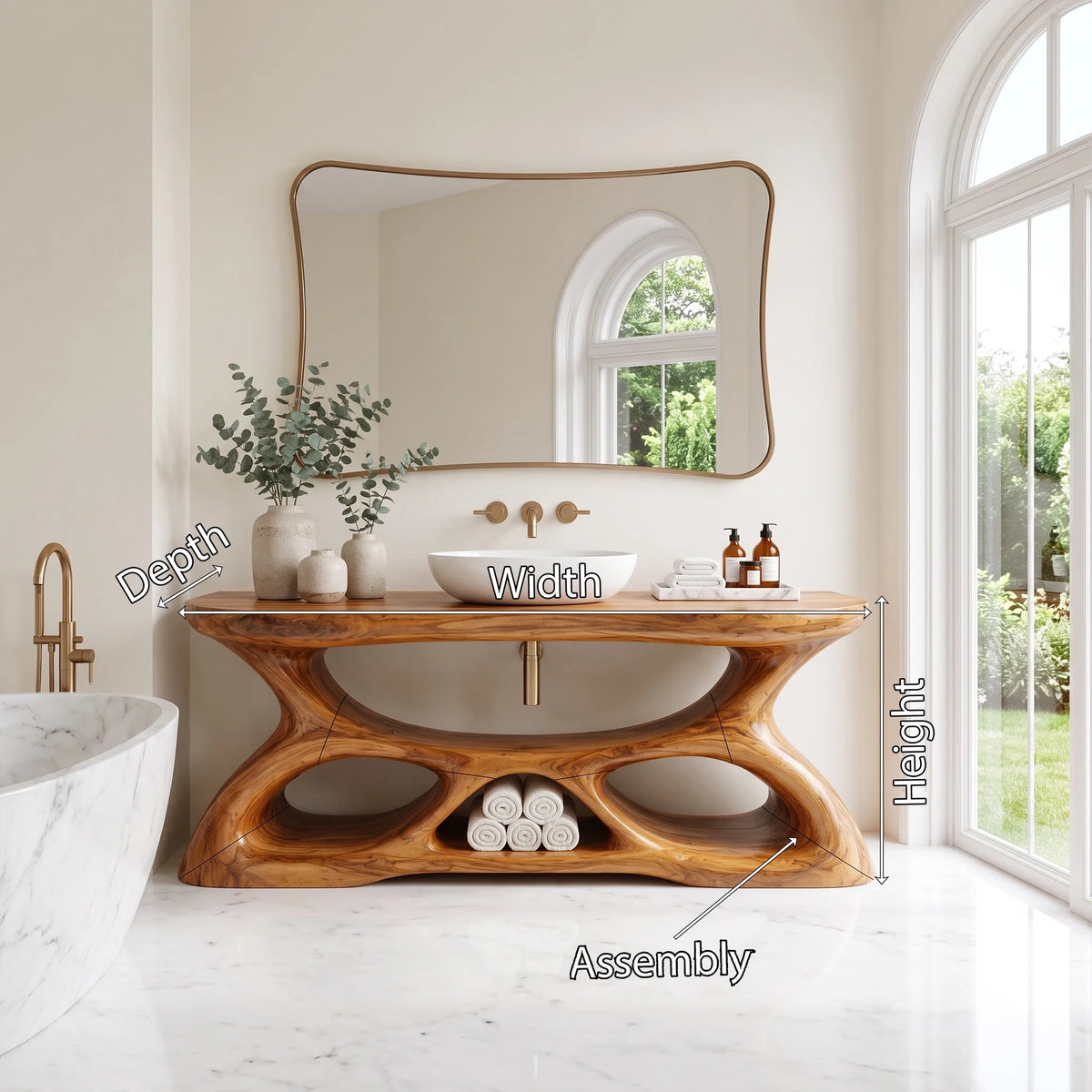 Graceful Bathroom Vanity With Sink Modern Bathroom Vanity Wooden Bathroom Vanity Sculptural Open Base For Primary Bathro