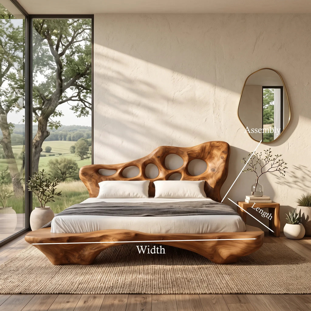 Modern Bed Frame Cutout Headboard Sculptural For Luxury Bedroom