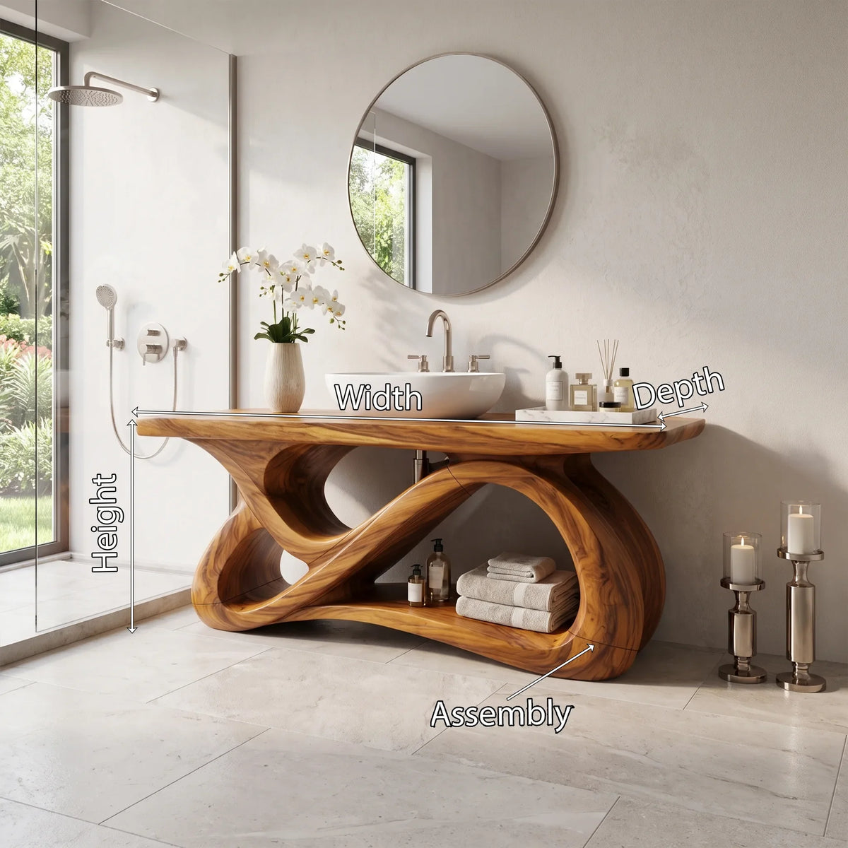 Elegant Bathroom Vanity Bathroom Vanity With Sink Freestanding Bathroom Vanity Loop Base Open Shelf For Master Bathroom
