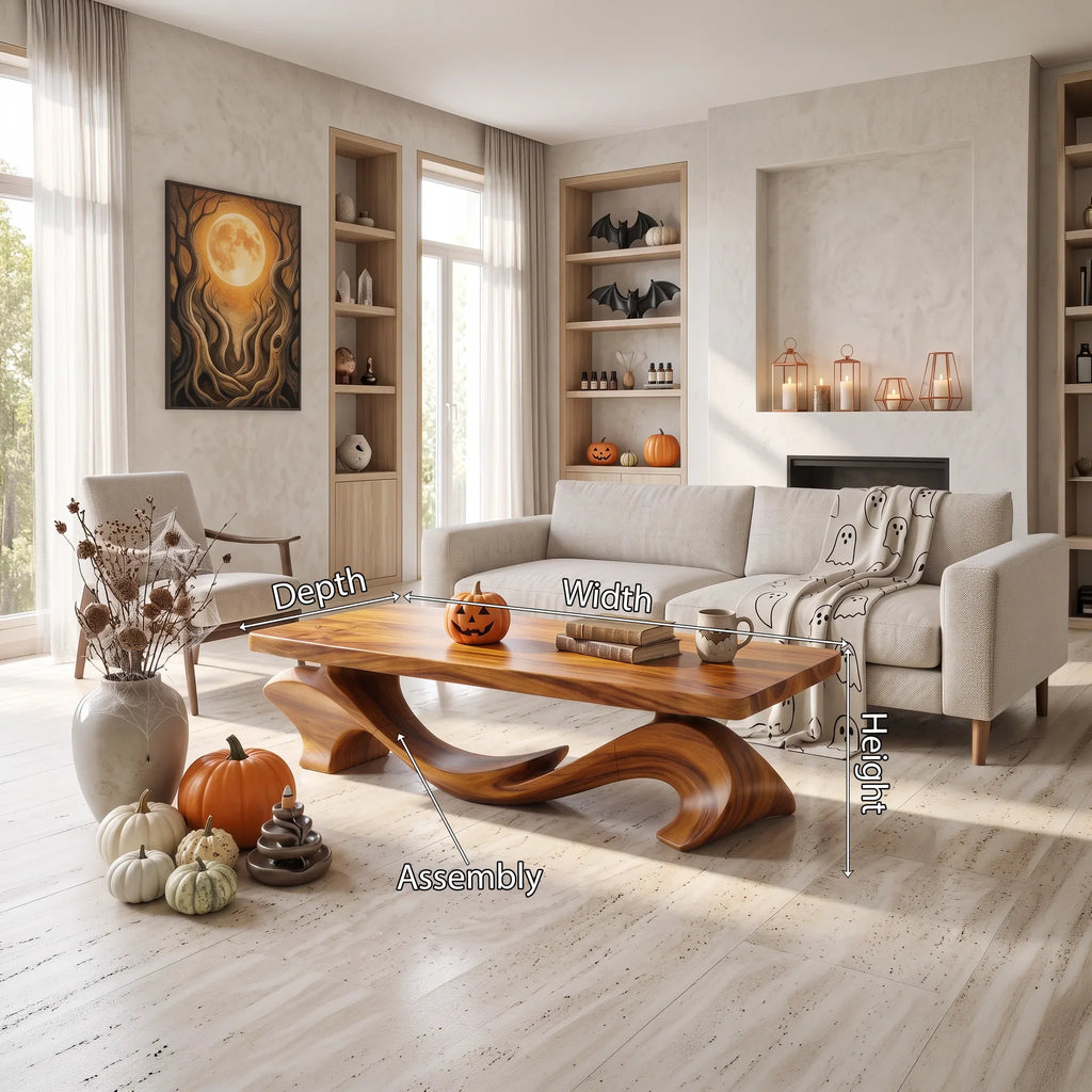 Organic Halloween Flowing Table For Cozy Cabin Interior