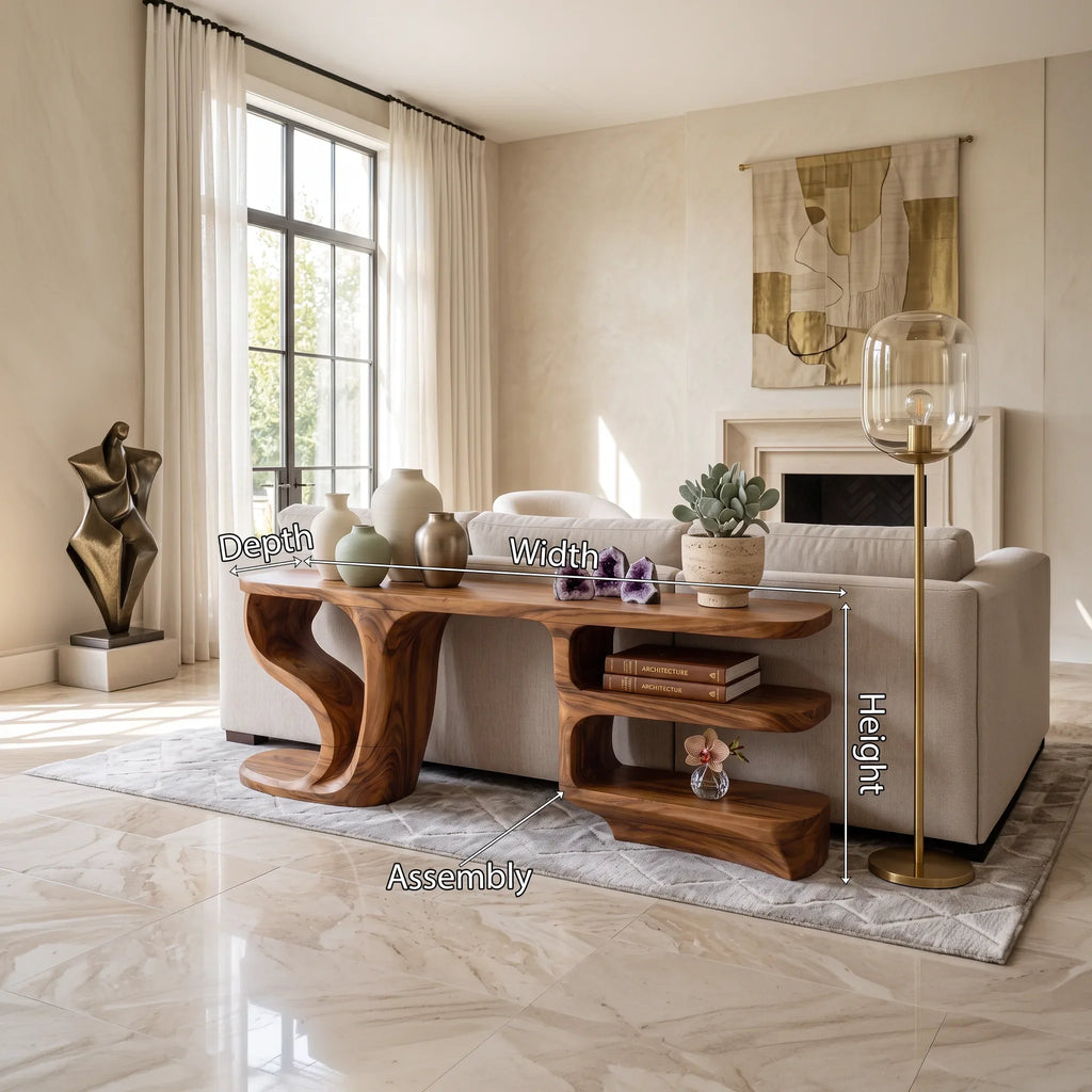 Minimalist Curved Console Cabinet For Modern Entryway