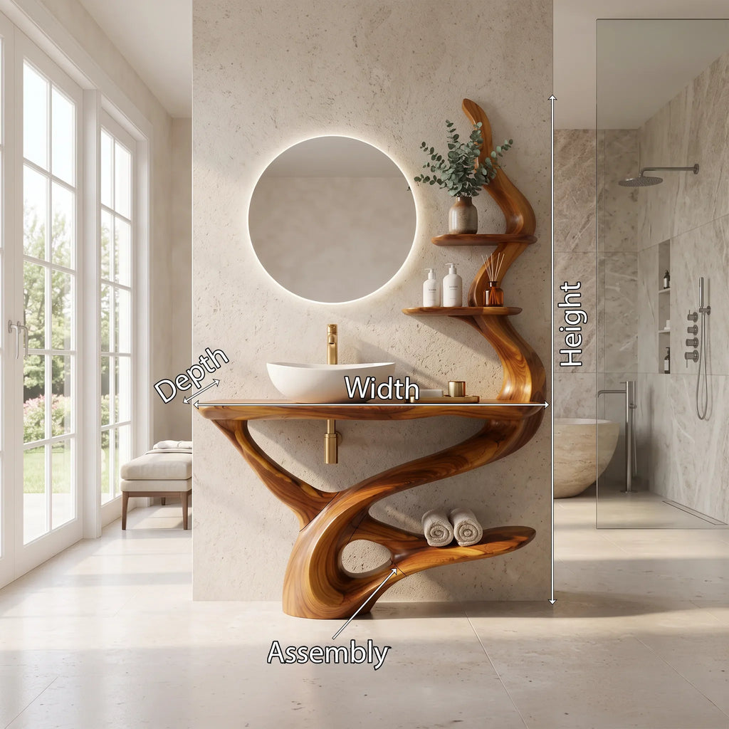 Graceful Bathroom Vanity Bathroom Vanity With Sink Freestanding Bathroom Vanity Sculptural Open Shelf For Modern Bathroo