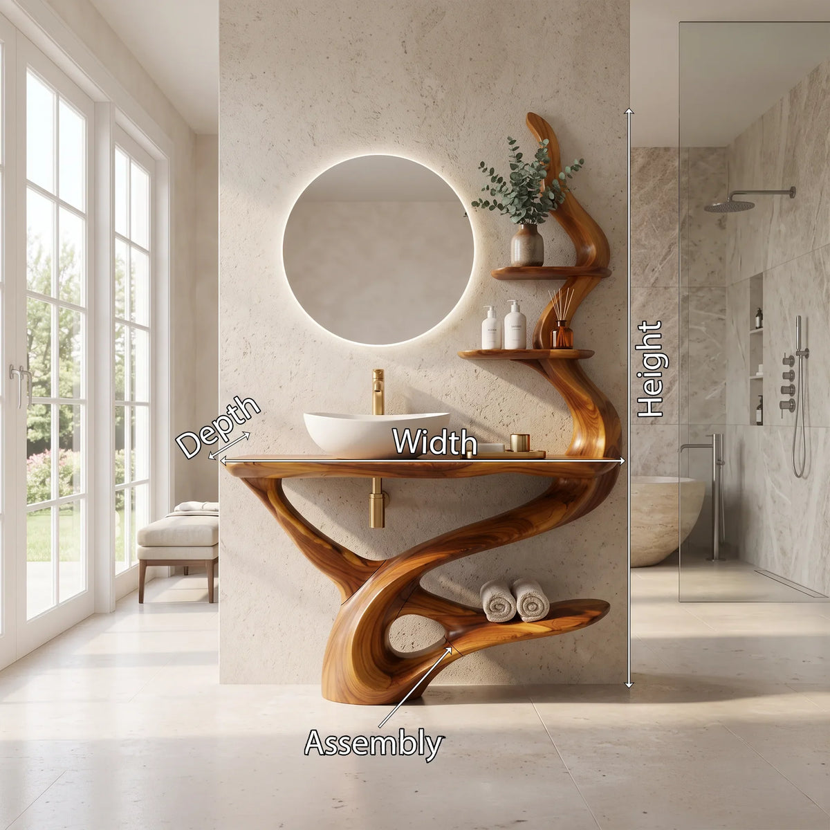 Graceful Bathroom Vanity Bathroom Vanity With Sink Freestanding Bathroom Vanity Sculptural Open Shelf For Modern Bathroo