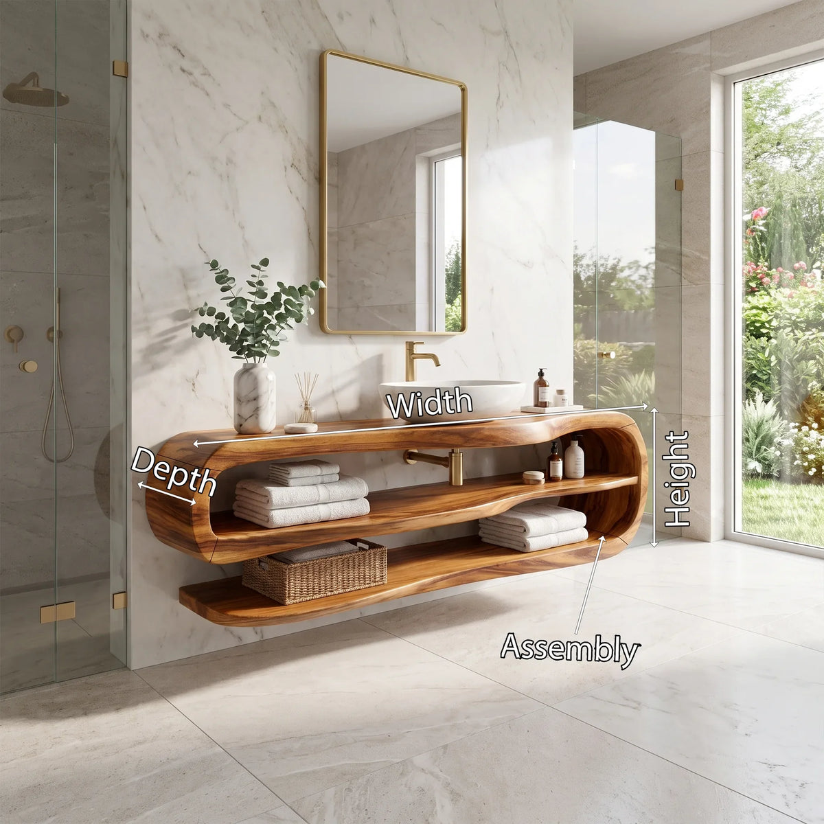 Peaceful Floating Bathroom Vanity Bathroom Vanity With Sink Modern Bathroom Vanity Long Double Shelf For Spa Bathroom