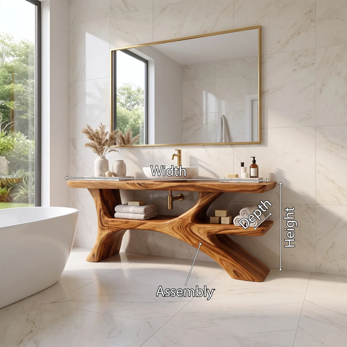 Airy Bathroom Vanity With Sink Modern Bathroom Vanity Wooden Bathroom Vanity Asymmetrical Open Shelf For Luxury Bathroom