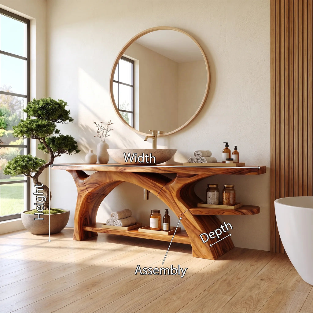 Serene Wooden Bathroom Vanity Bathroom Vanity With Sink Modern Bathroom Vanity Open Storage For Primary Bathroom