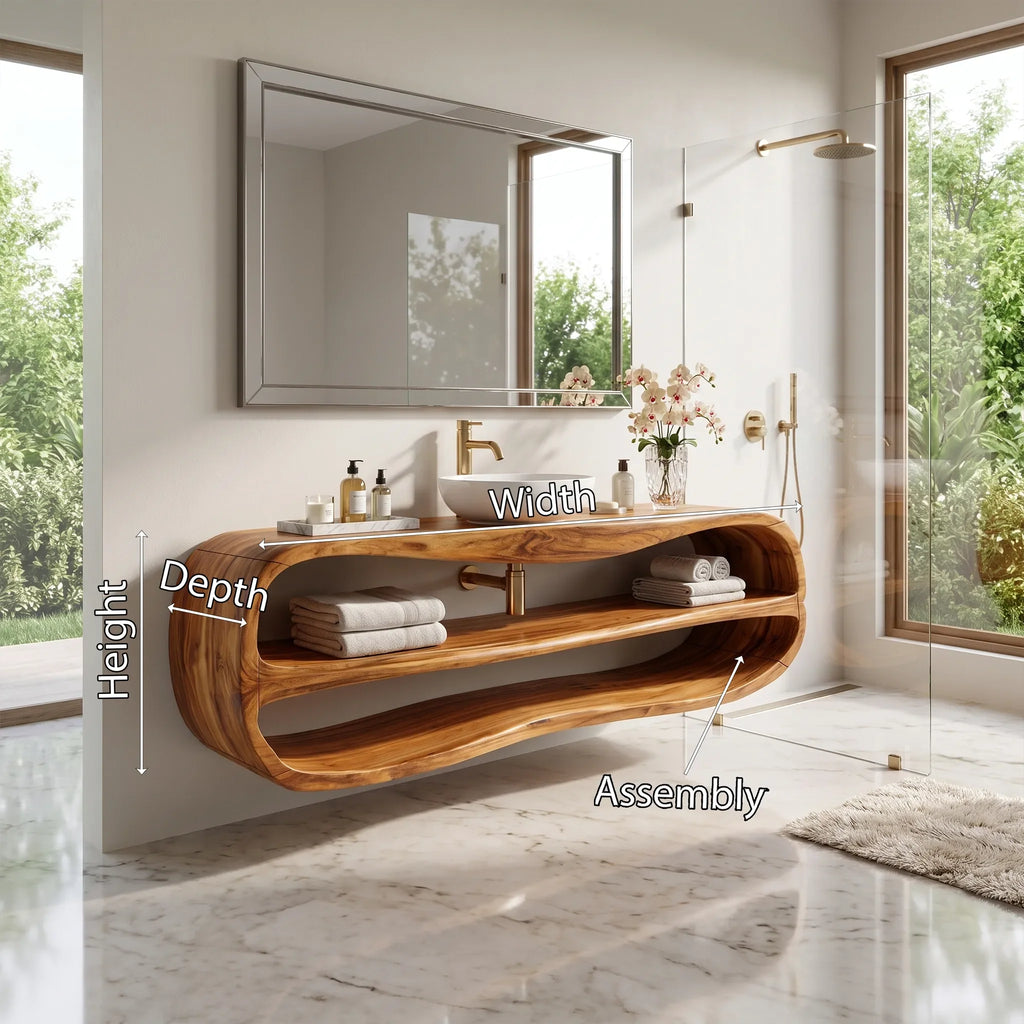 Contemporary Bathroom Vanity Bathroom Vanity With Sink Floating Bathroom Vanity Rounded Open Storage For Modern Bathroom