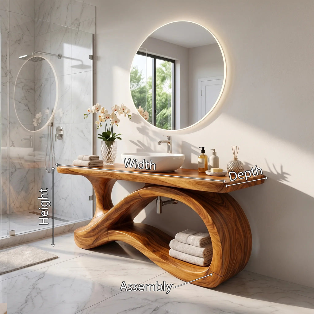 Airy Bathroom Vanity Bathroom Vanity With Sink Freestanding Bathroom Vanity Curved Base Storage For Primary Bathroom