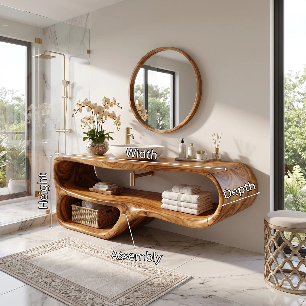 Flowing Floating Bathroom Vanity Bathroom Vanity With Sink Modern Bathroom Vanity Tiered Open Shelves For Primary Bathro