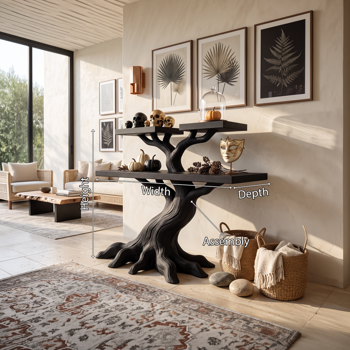 Minimalist Gnarled Tree Console For Vintage Halloween Decor
