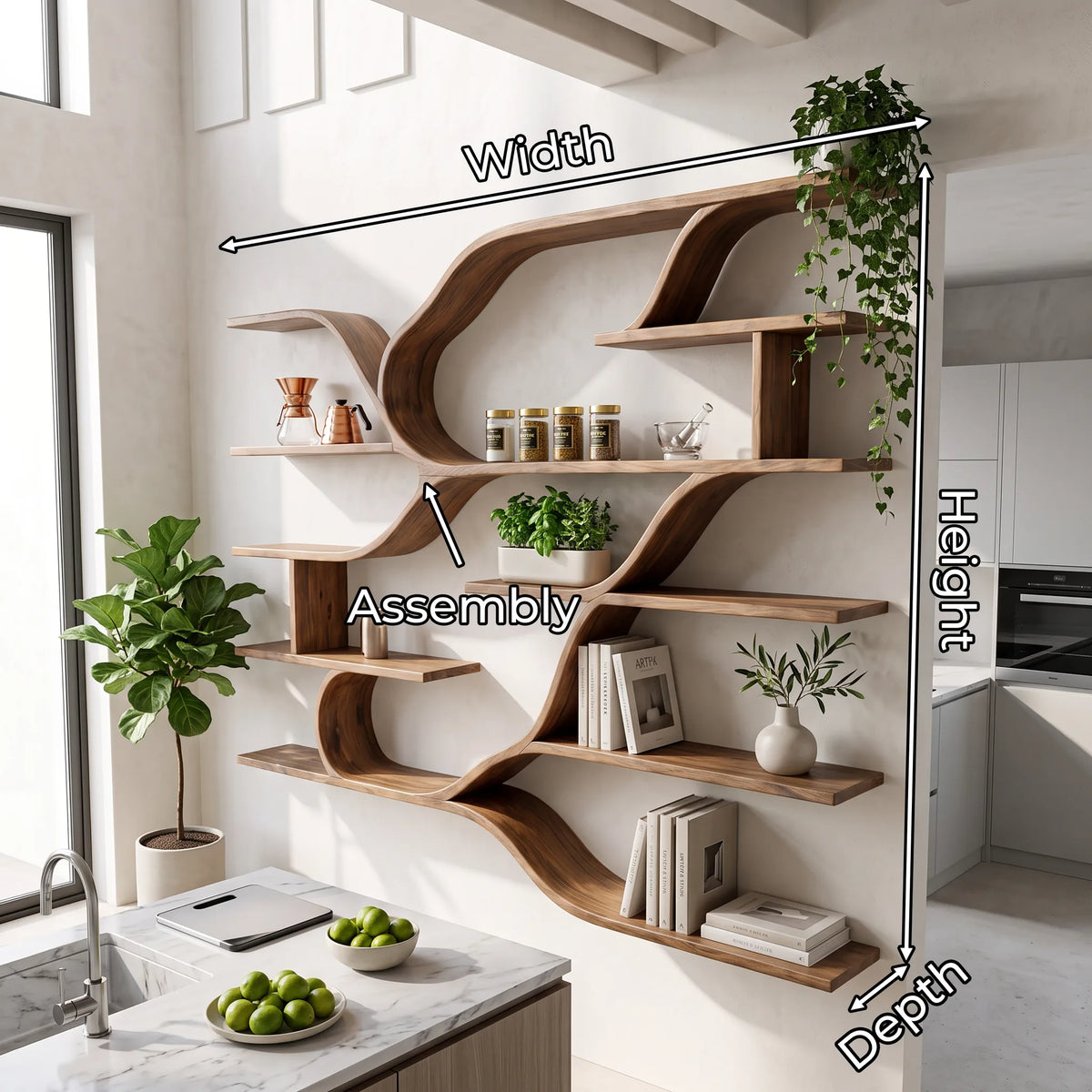 Farmhouse Floating Wood Shelves For Kitchen