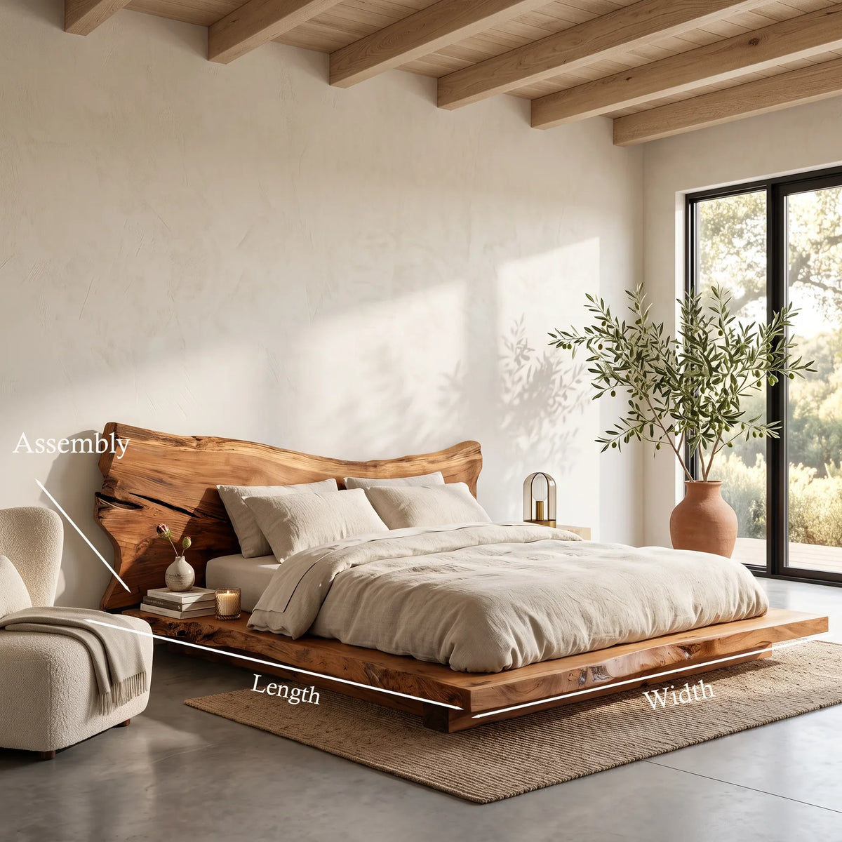 Modern Bed Frame Organic Sculptural Headboard For Contemporary Bedroom