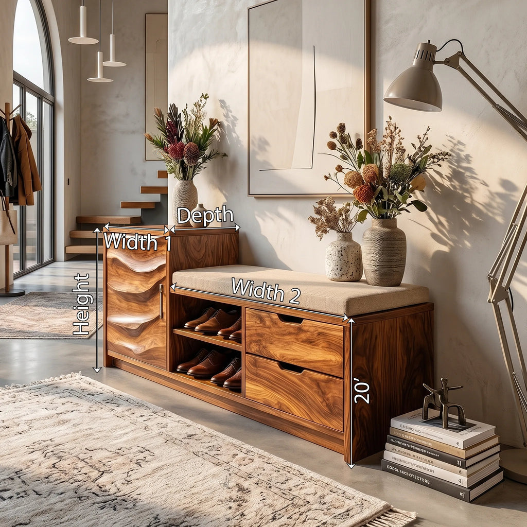 Industrial Shoe Cabinet For Loft Entryway Storage Section