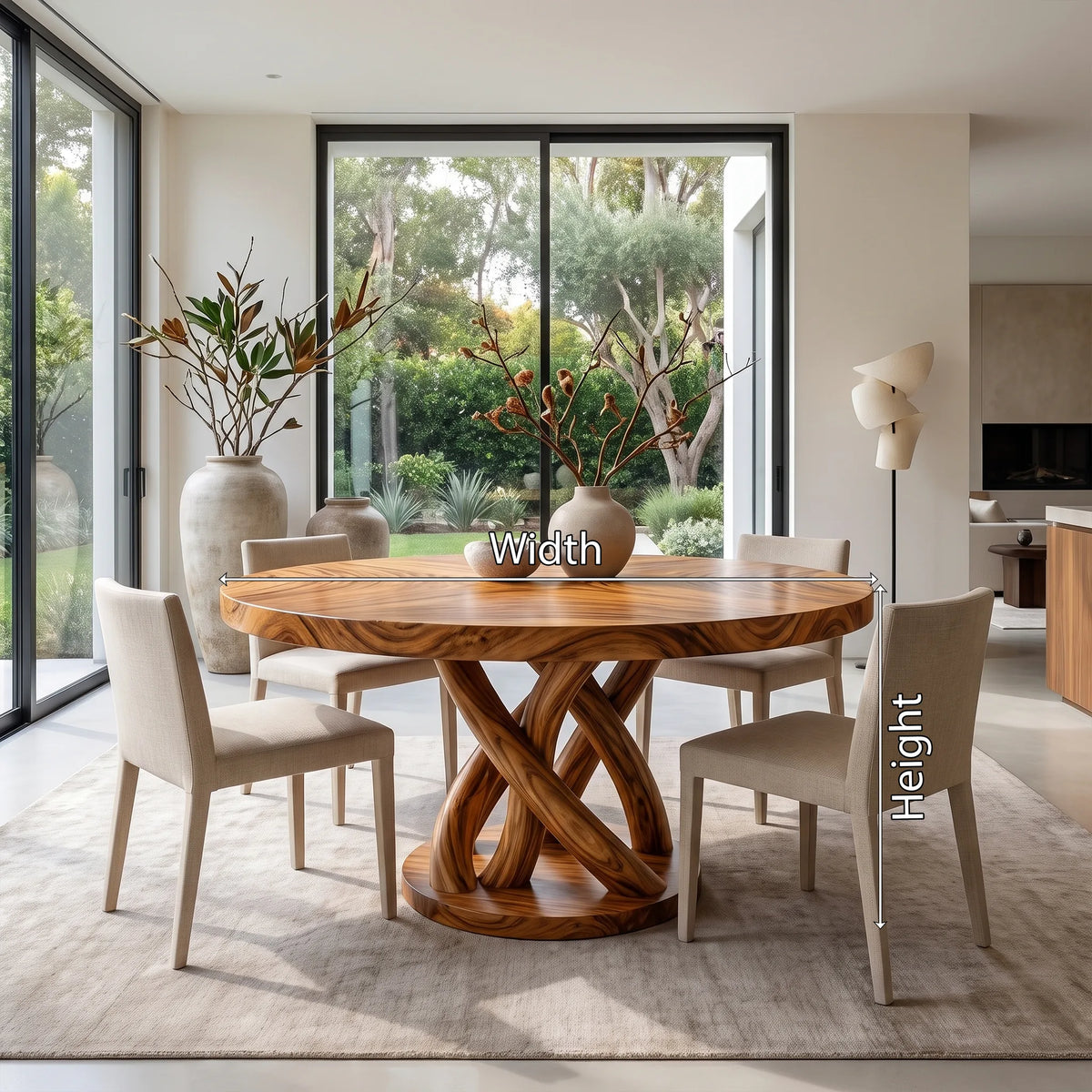 Sculptural Round Dining Table Modern Dining Room Table Woven Base For Dining Room