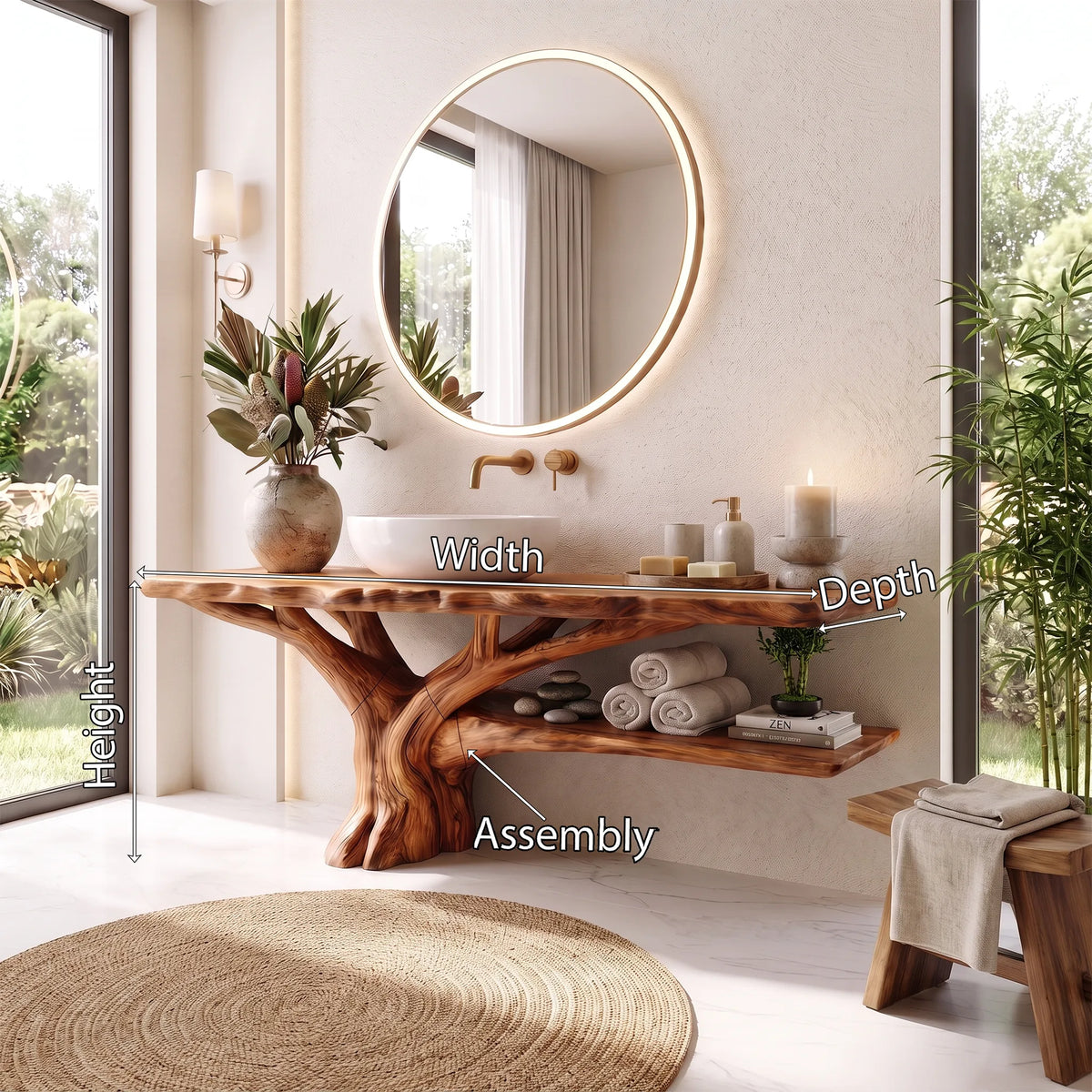 Sculptural Bathroom Vanity Bathroom Vanity With Sink Modern Bathroom Vanity Open Basket Storage For Primary Bathroom