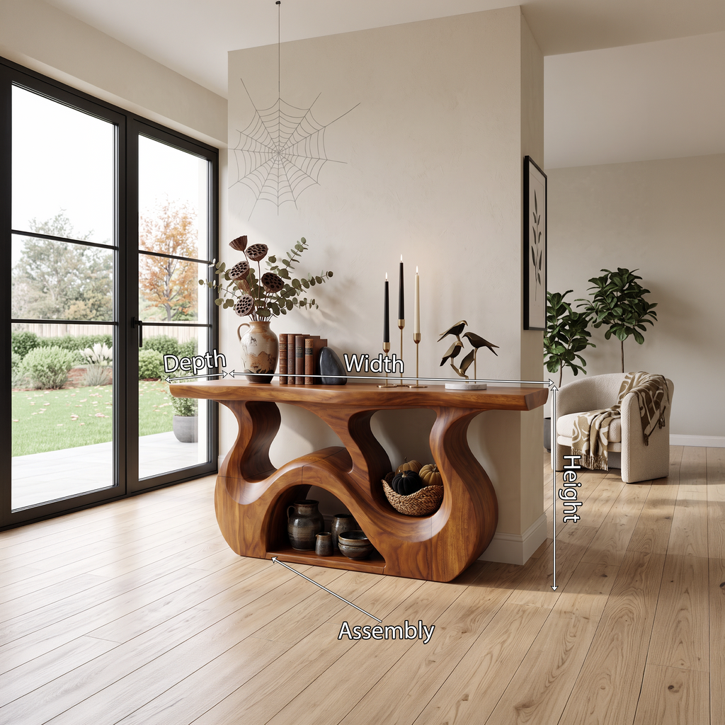Minimalist Branch Form Entryway Table For Halloween Cabin Decor