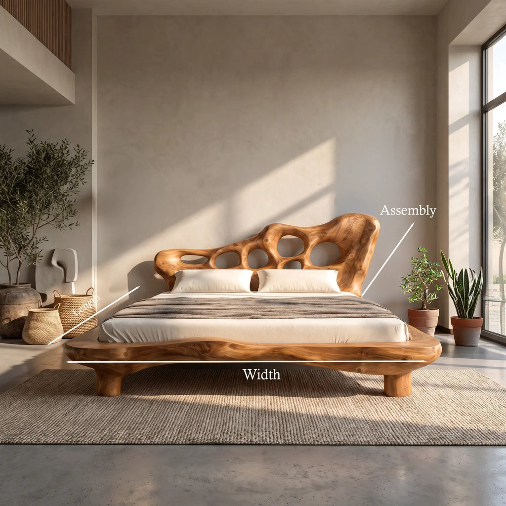 Contemporary Bed Frame Sculptural Headboard For Luxury Bedroom