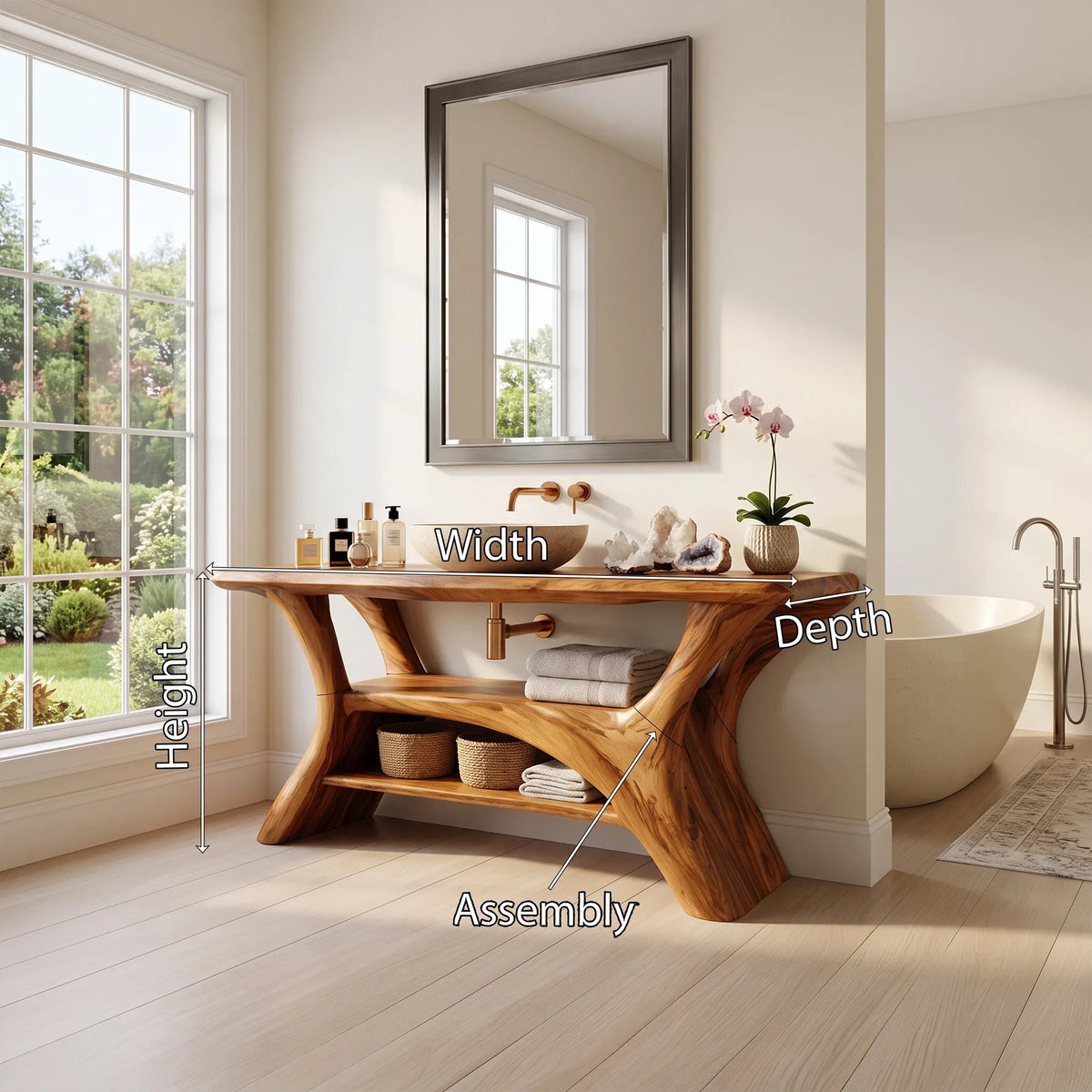 Refined Modern Bathroom Vanity Bathroom Vanity With Sink Wooden Bathroom Vanity Dual Open Shelves For Primary Bathroom