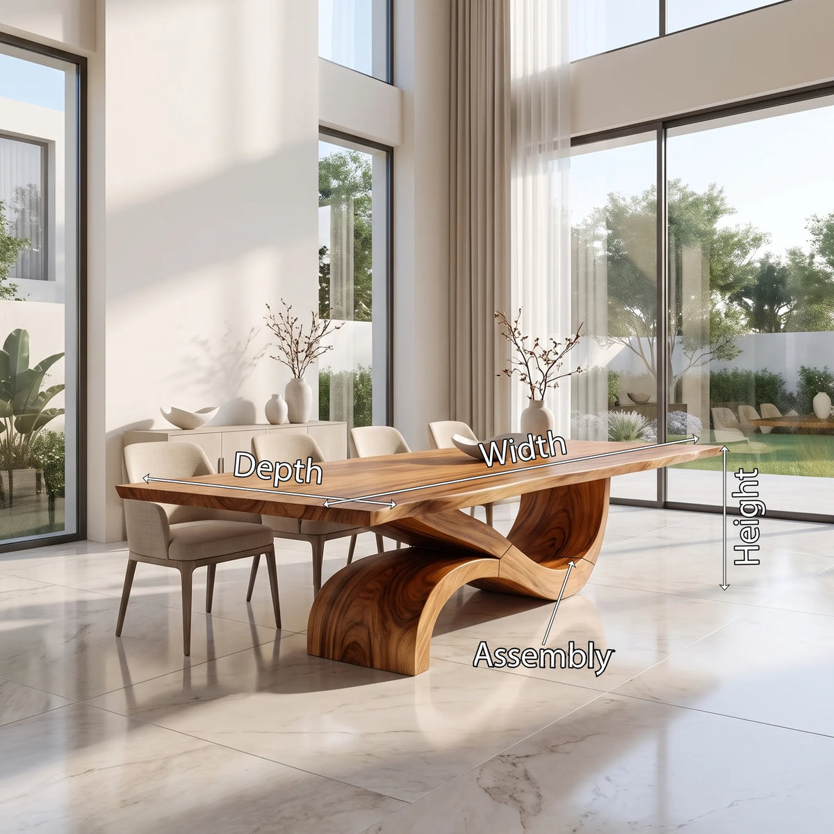 Flowing Rectangle Dining Table Modern Dining Room Table For Open Dining Space