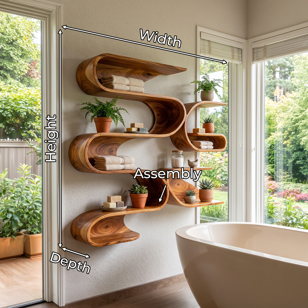 Organic Modern Wall Mounted Shelves For Bathroom