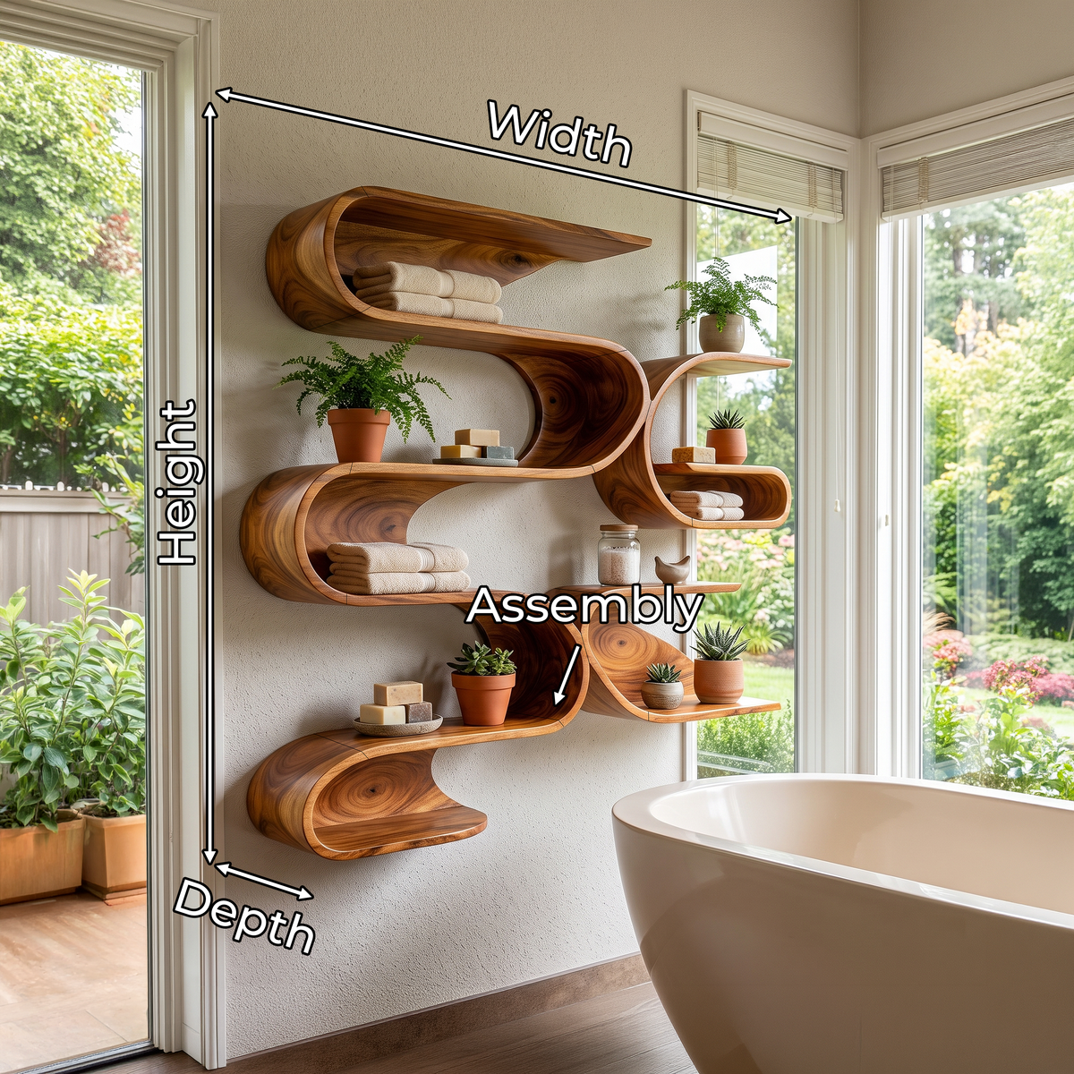 Organic Modern Wall Mounted Shelves For Bathroom