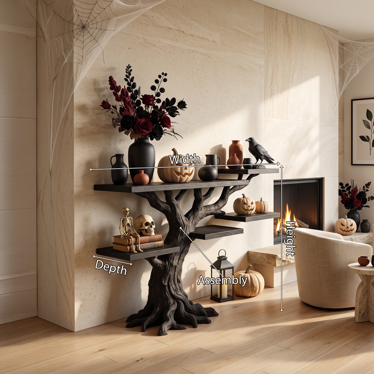 Minimalist Twisted Tree Accent Table For Witchy Halloween Vibes