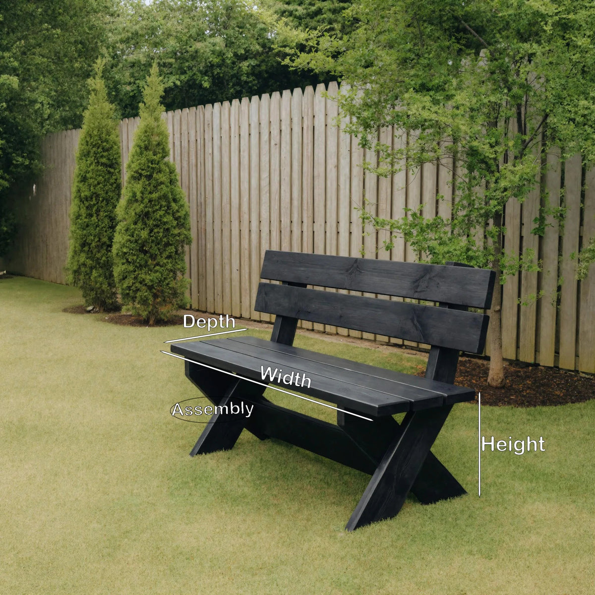 Modern Wooden Bench With X-shaped Legs For Garden