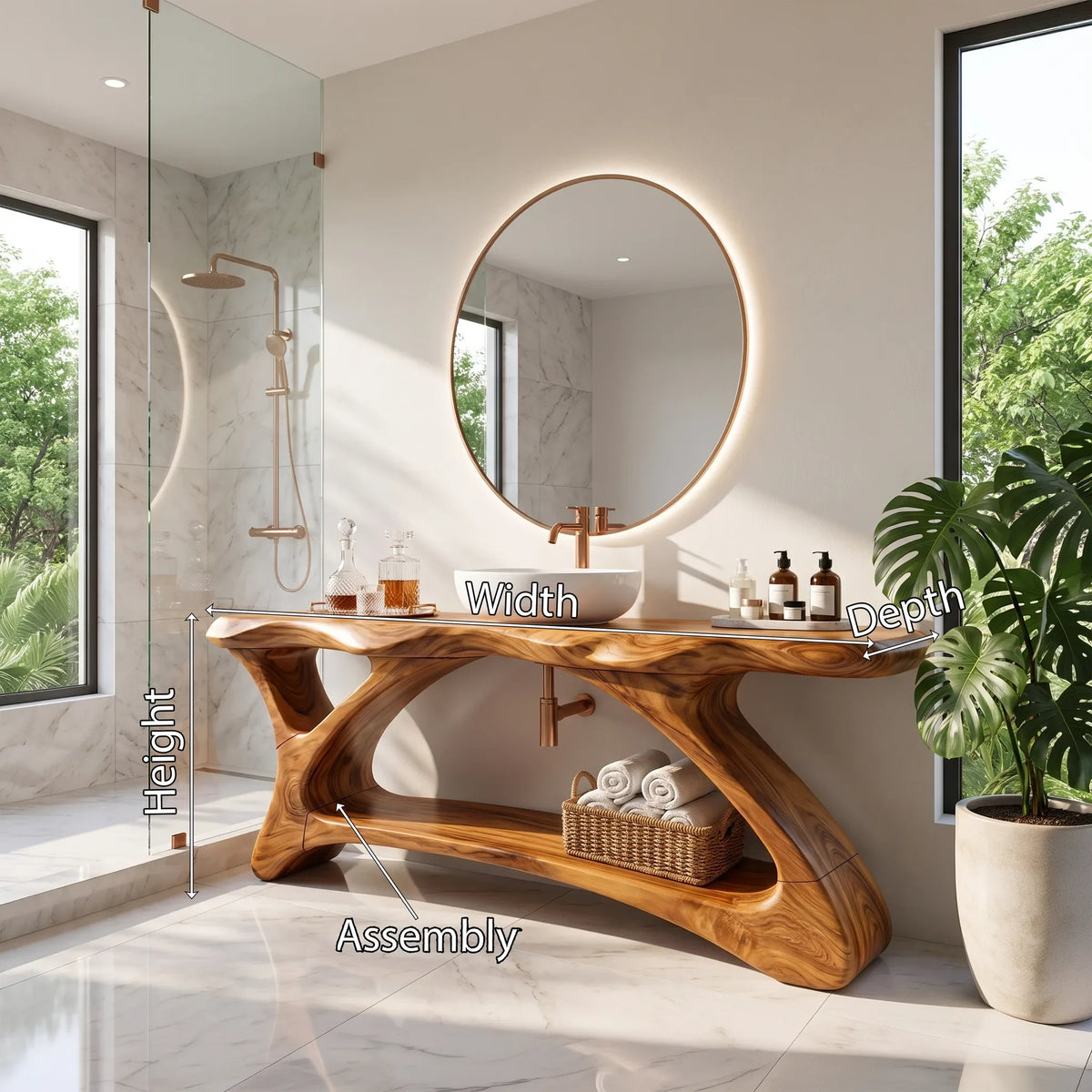 Organic Bathroom Vanity Bathroom Vanity With Sink Freestanding Bathroom Vanity Curved Lower Shelf For Resort Bathroom