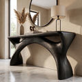 Mid Century Console Table With Flowing Curved Frame For Entryway