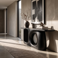 Organic Console Table With Sculptural Open Frame For Entryway