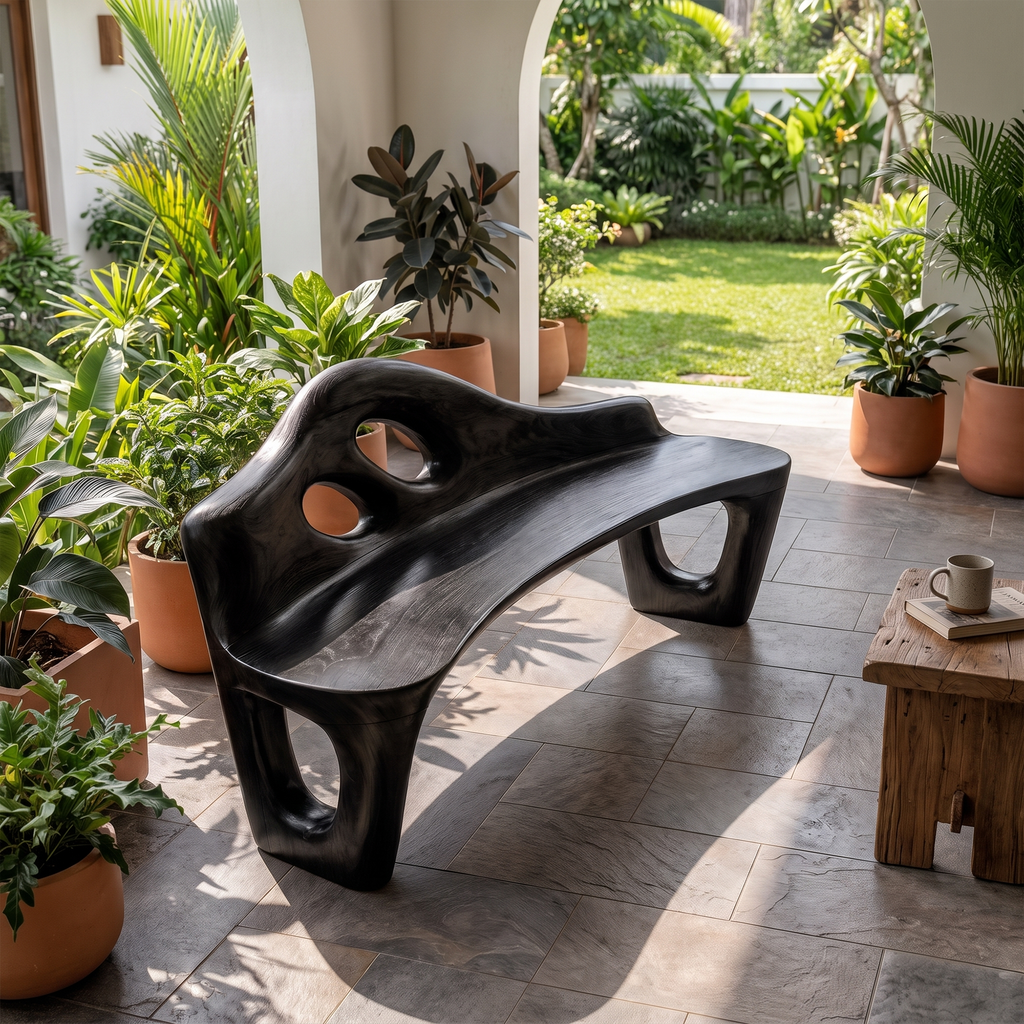 Sculptural Bench Handcrafted Freeform Design For Home
