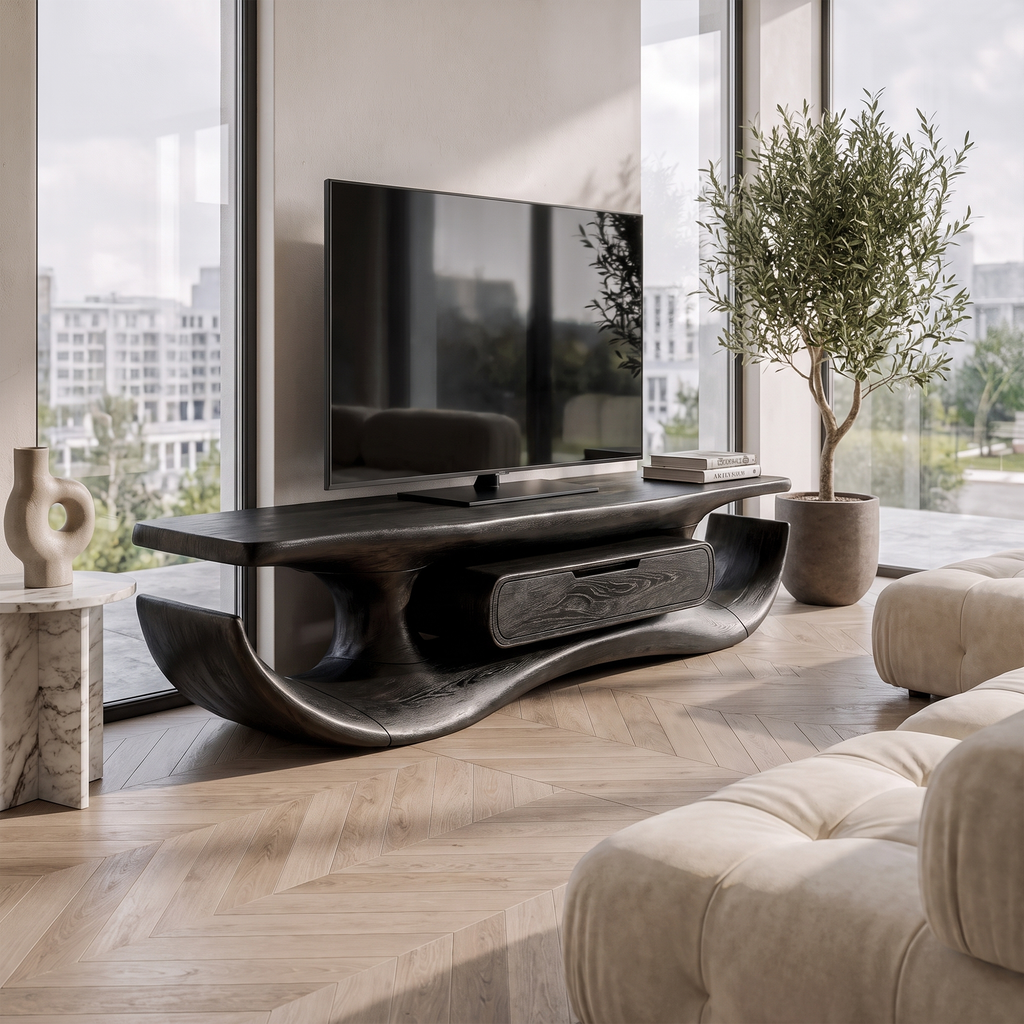 Organic Sculptural TV Cabinet For Living Room And Media Room