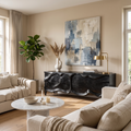 Rustic Sideboard With Sculptural Front Design For Living Room