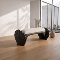 Natural Accent Bench With Seashell Carved Design For Bedroom