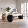 Natural Halloween Accent Bench With Carved Petal Form Legs For Dressing Room