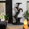 Rustic Sculptural Cat Tree With Multi Level Platforms For Living Room