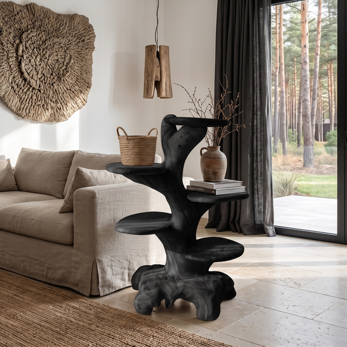 Minimalist Side Table With Integrated Storage For Living Room