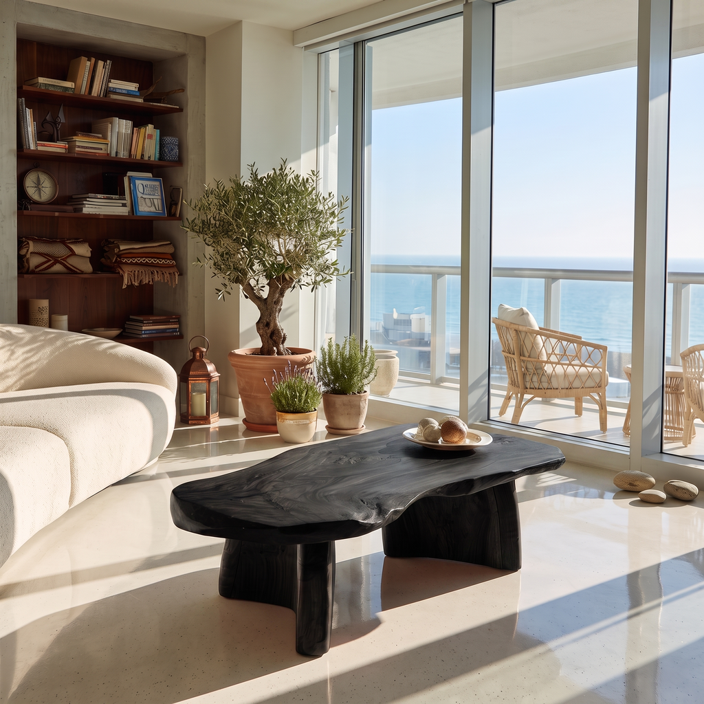 Organic Modern Live Edge Coffee Table With Natural Edge Design For Living Room