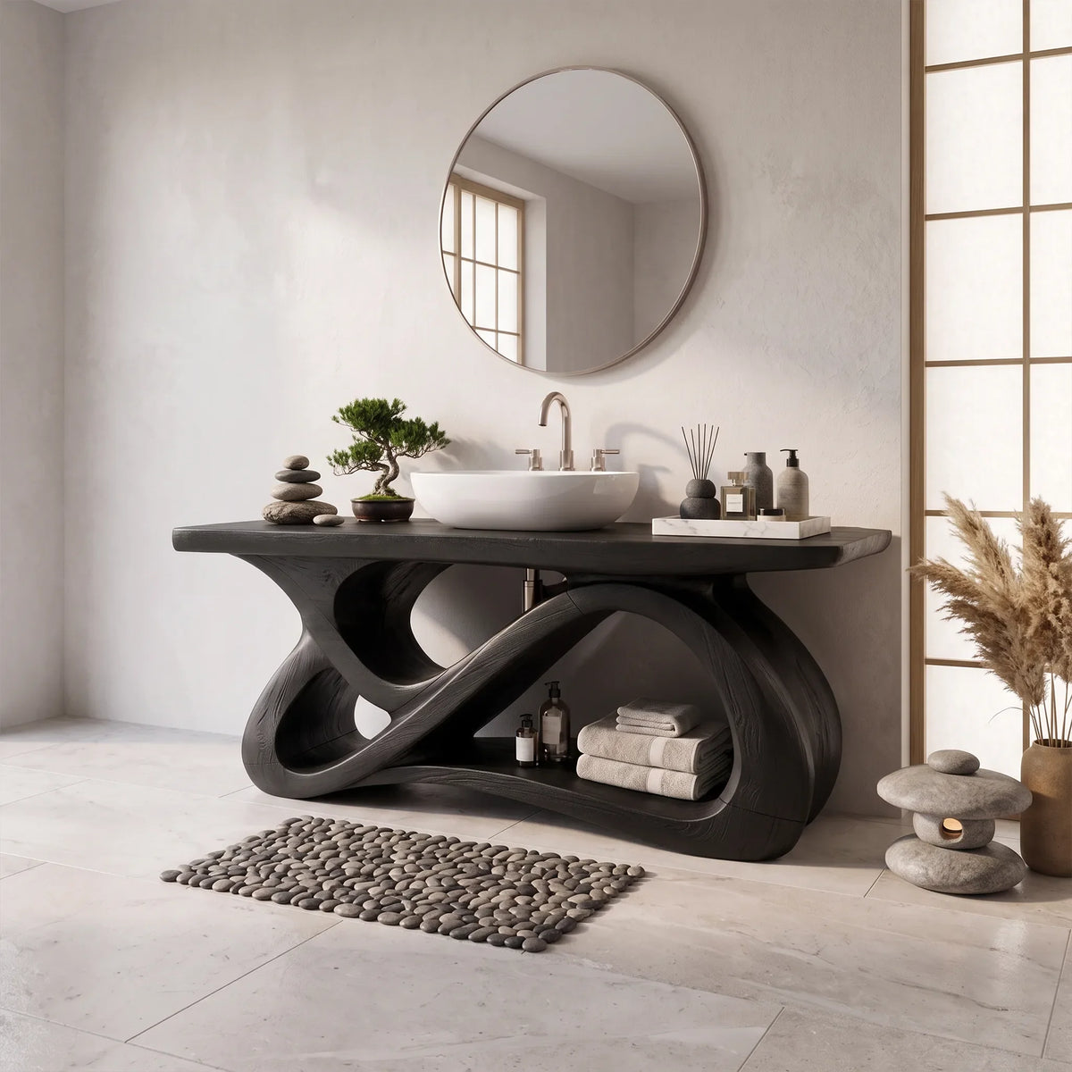 Elegant Bathroom Vanity Bathroom Vanity With Sink Freestanding Bathroom Vanity Loop Base Open Shelf For Master Bathroom