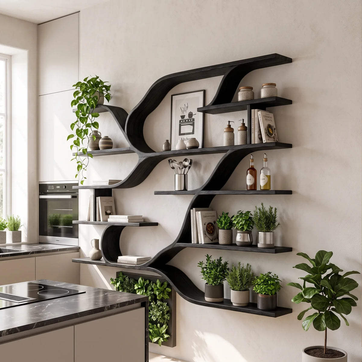 Farmhouse Floating Wood Shelves For Kitchen