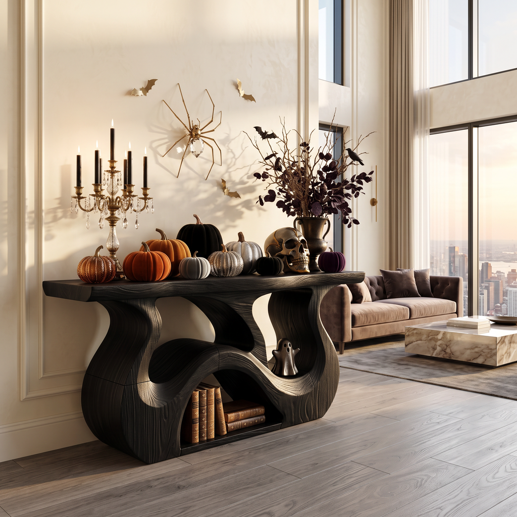 Minimalist Branch Form Entryway Table For Halloween Cabin Decor