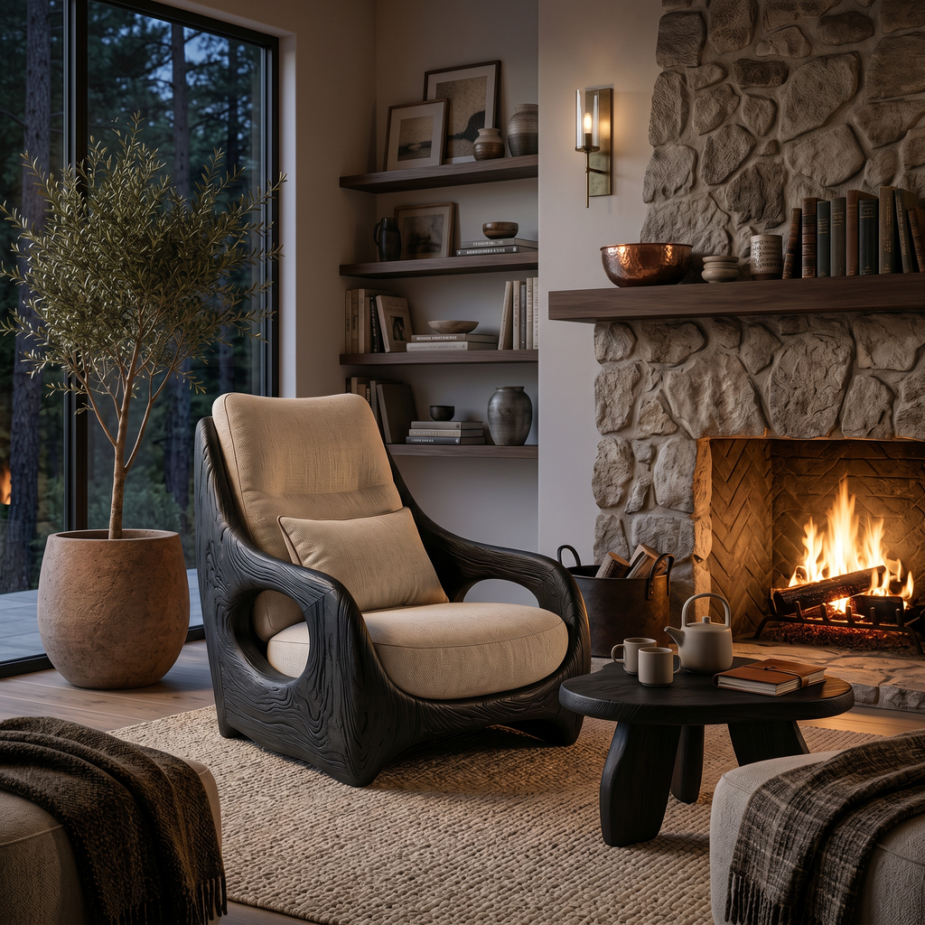 Organic Armchair Smooth Curved For Living Room